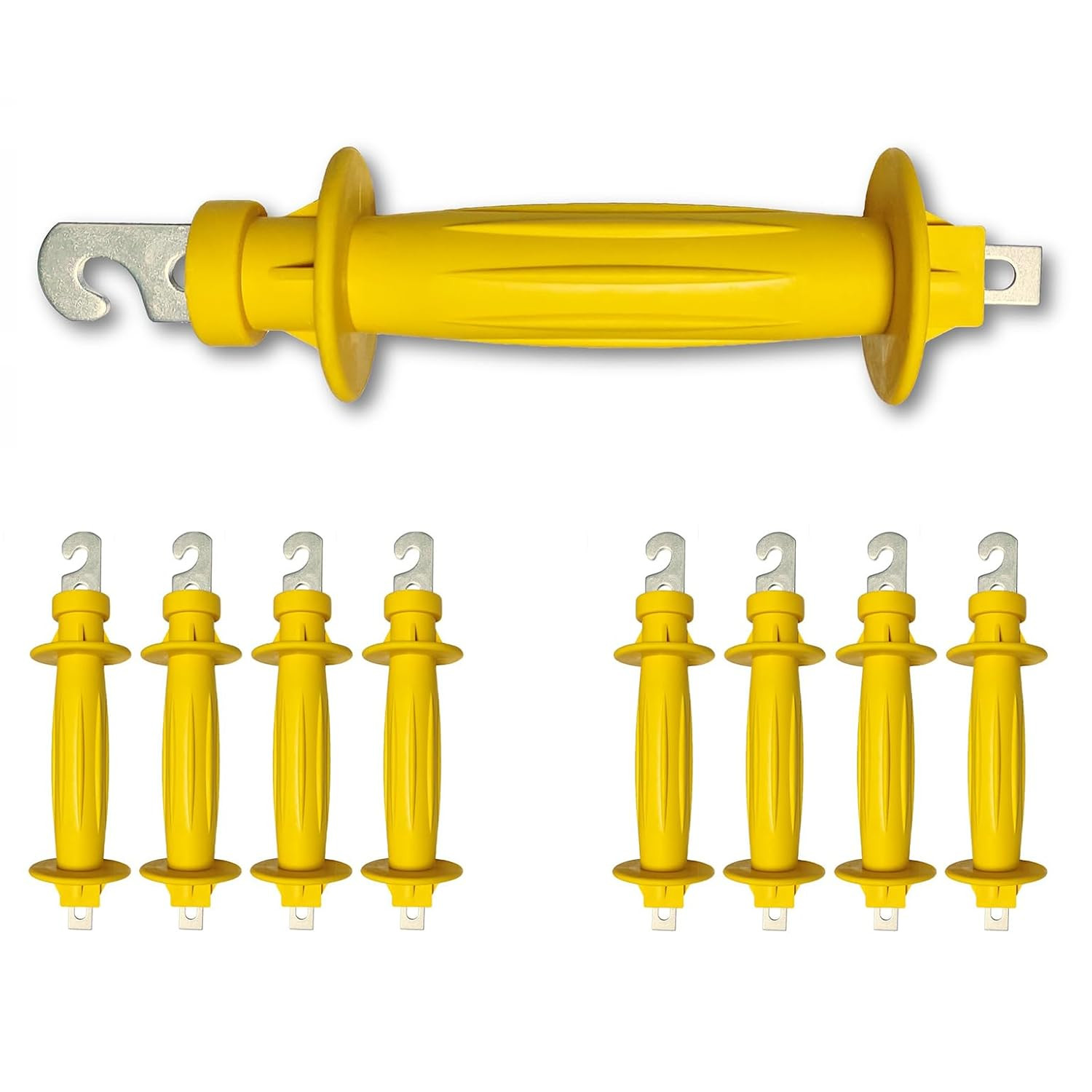 Electric Fence Rubber Gate 8 Pack Yellow | Spring Handles Insulated Plastic Han