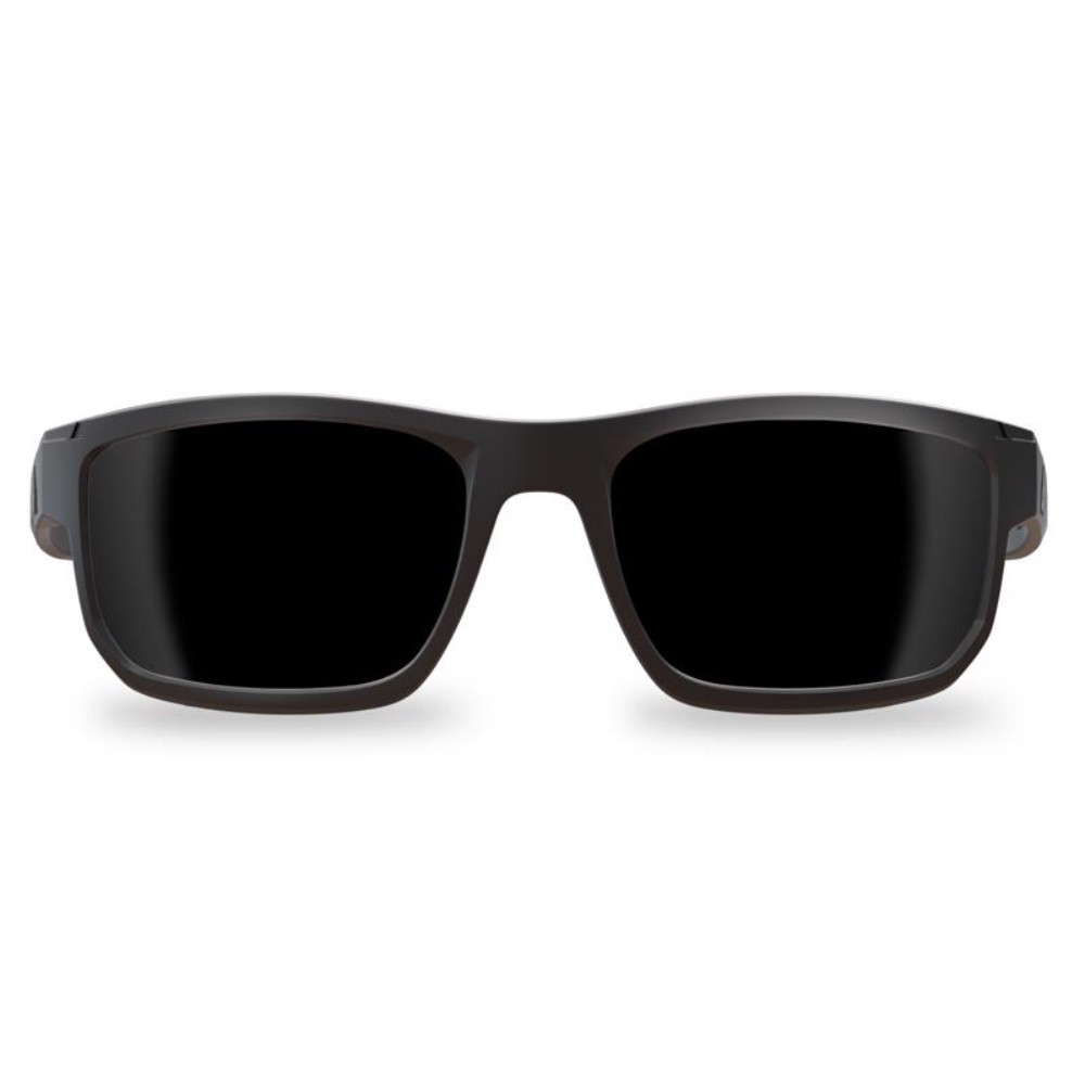 Edge Eyewear Defiance Anti-Fog Polarized Wayfarer Safety Glasses Smoke Lens Blac