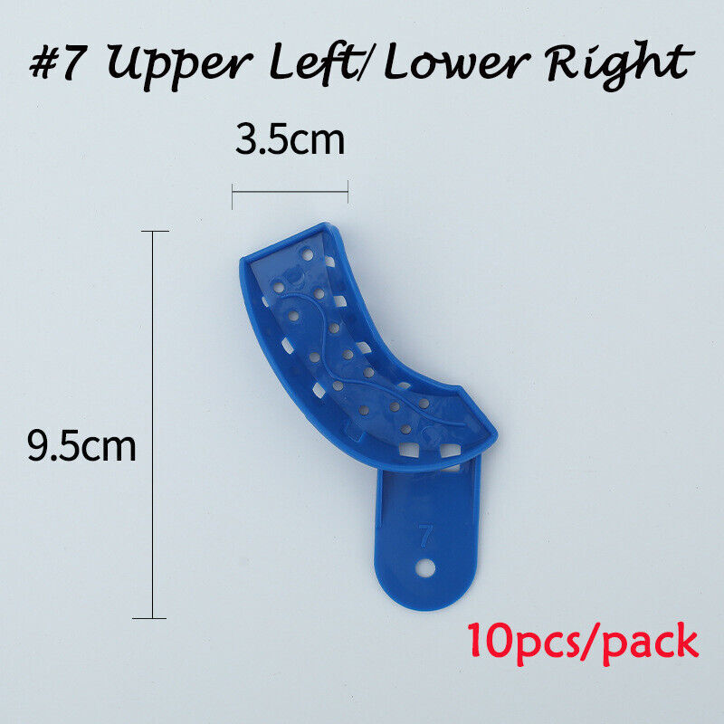 2/10Pcs Dental Plastic-Steel Impression Trays Blue Materials Upper+Lower L M S