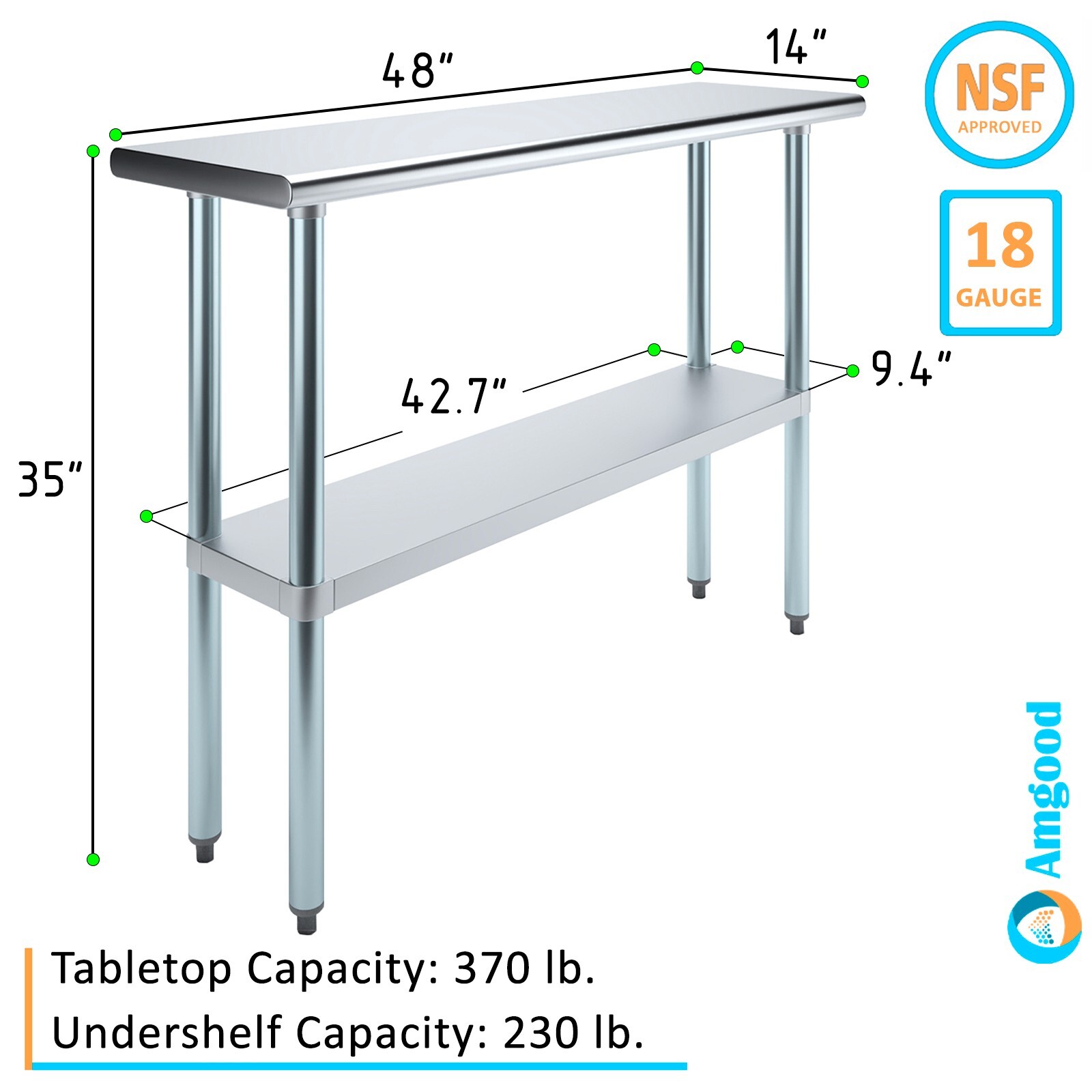 14 in. x 48 in. Stainless Steel Table
