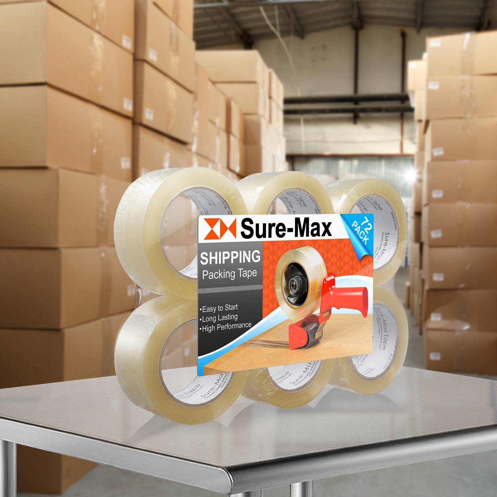 72 Rolls Carton Sealing Clear Packing Tape Box Shipping – 2 mil 2″ x 110 Yards