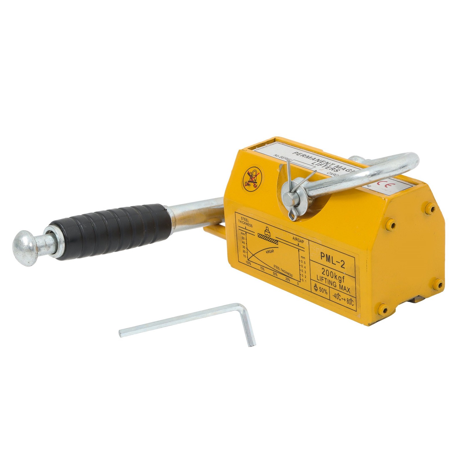 440lbs/200kg Permanent Magnetic Lifter 2.5 Safety Factor Lifting Magnet Yellow