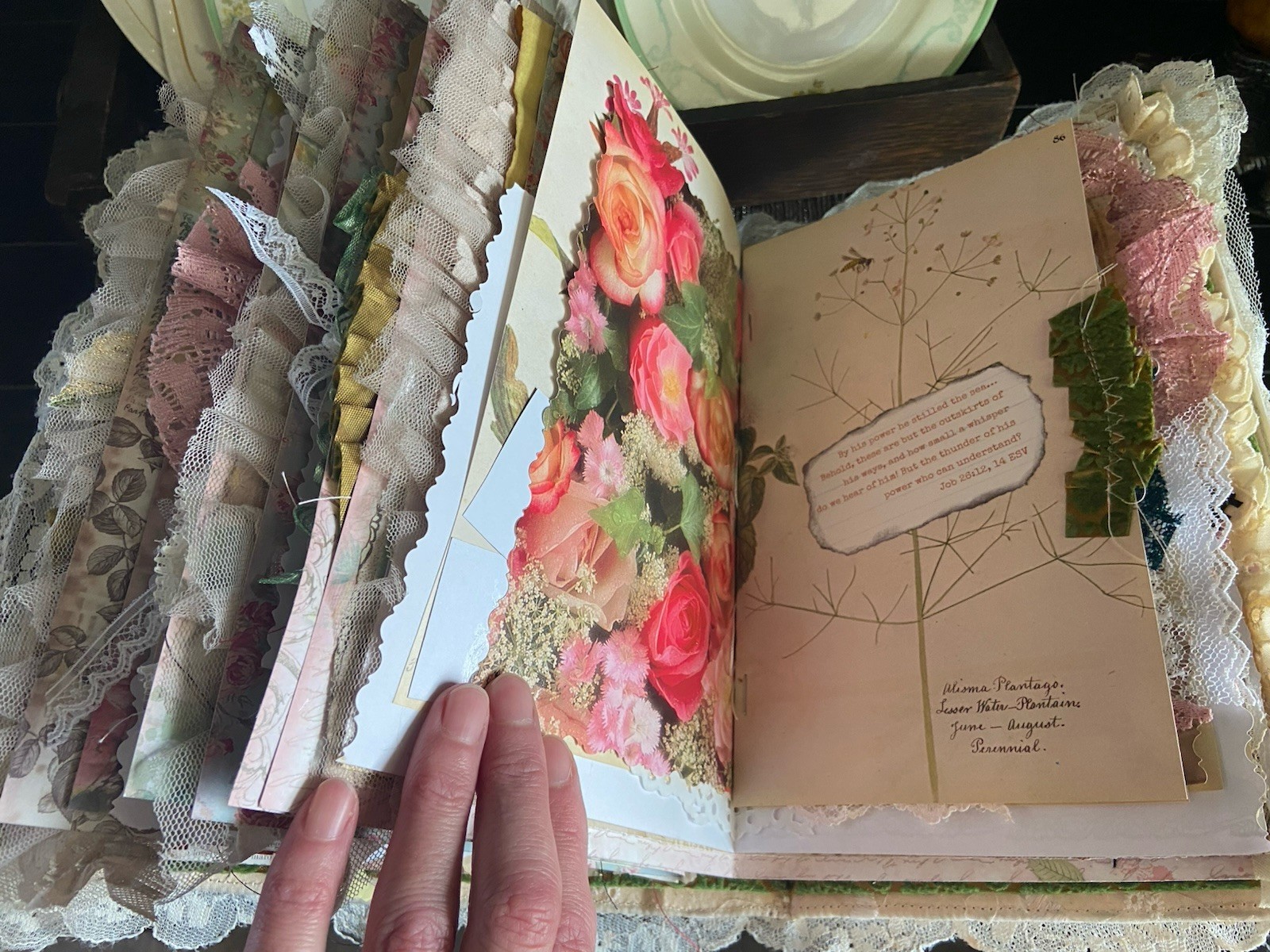 Handmade Lace Prayer book Junk Journal Antique Photo Embellished Chunky/HUGE!!