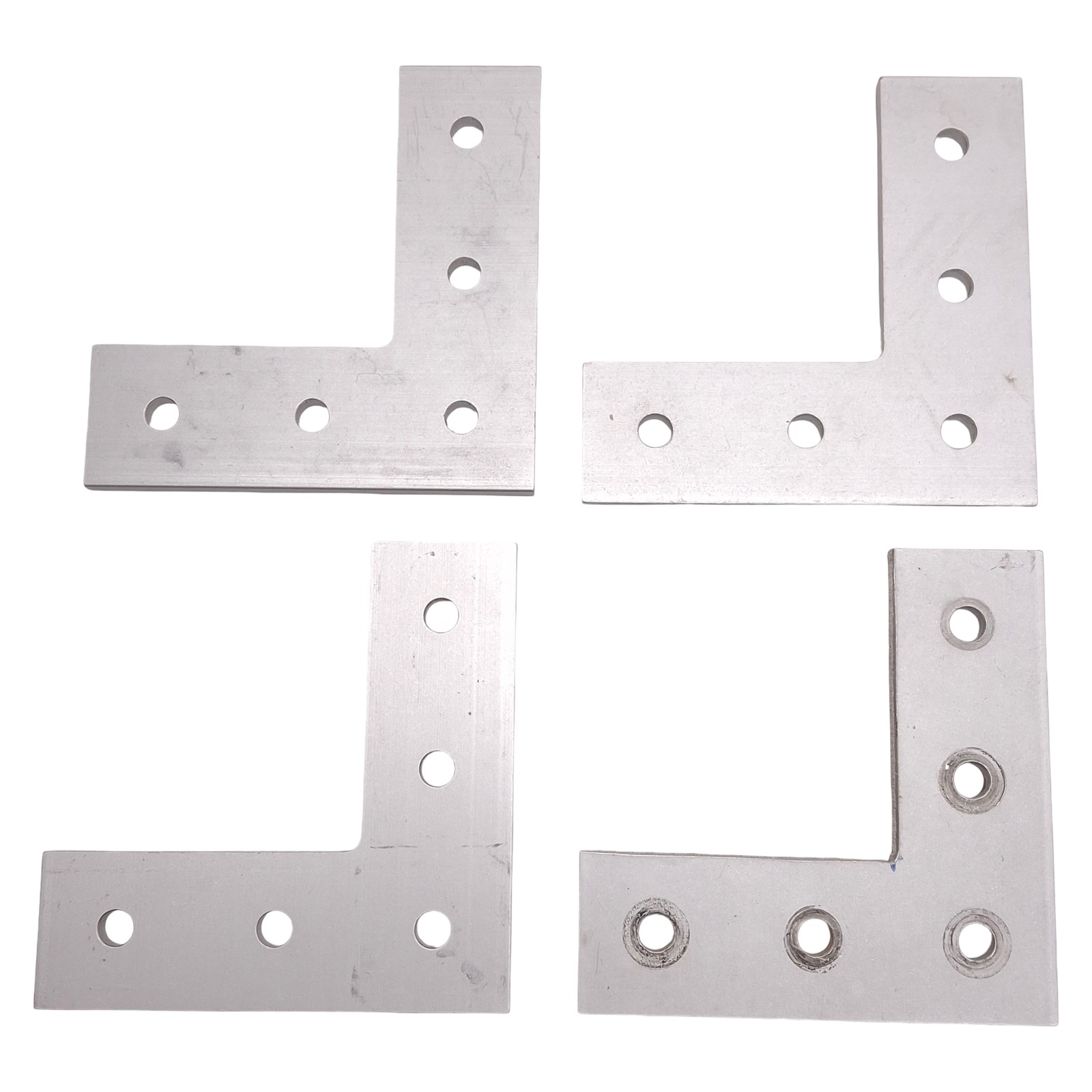 Lot of 4 80/20 4481 Aluminum L Flat Plate, 15-Series, 5-Hole, 4.5in x 4.5in