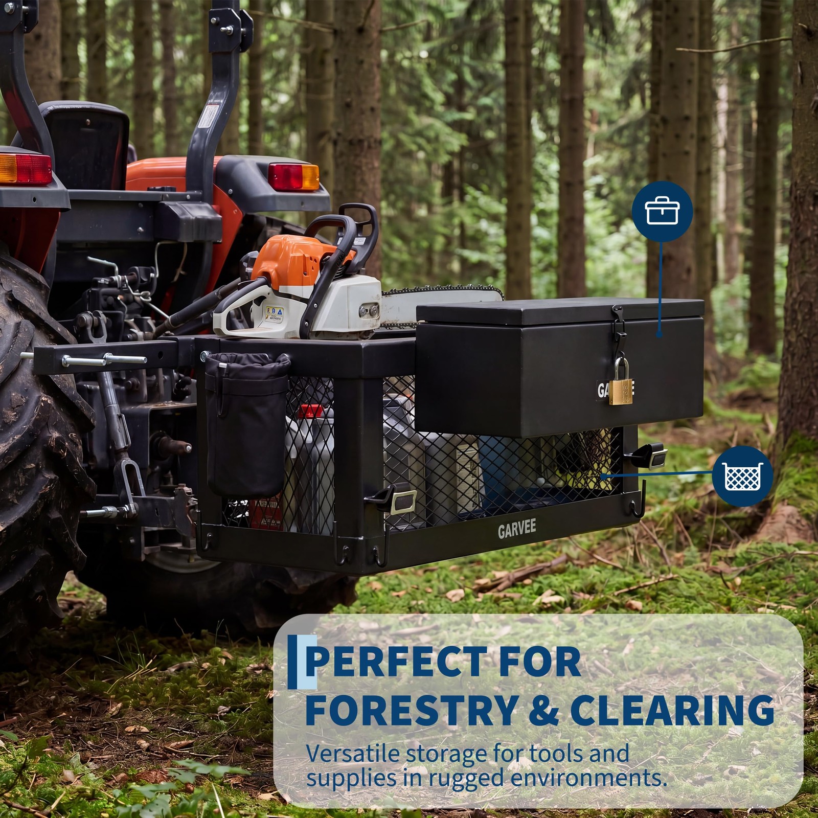 Heavy Duty Tractor Tool Box 24»x 10»x 10» Multi-Function Tractor Accessories