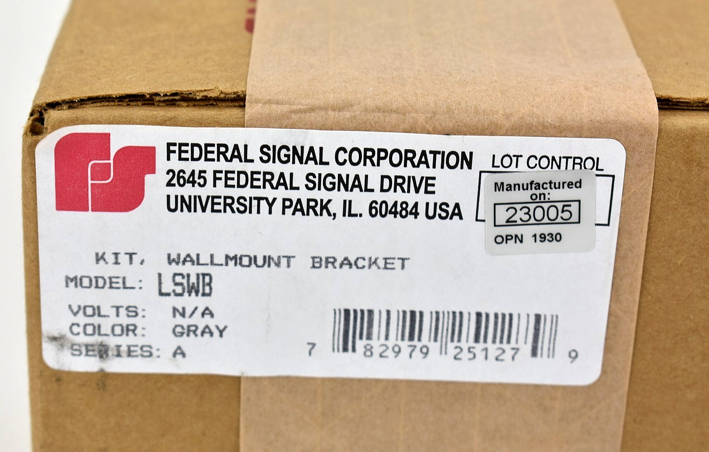 Federal Signal LSWB Wall Mount Bracket Kit Gray Fireball LED Beacon Mount
