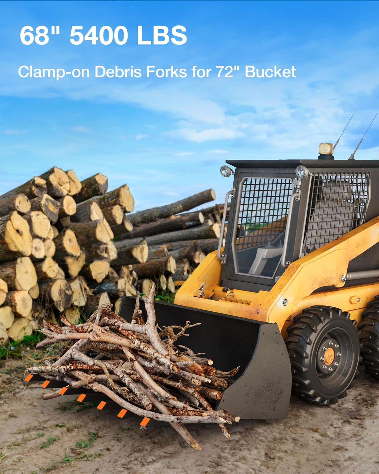 ✨7 Fork 5400LB Clamp on Debris Forks Fit 68″Bucket,Heavy Duty Tractor Attachment