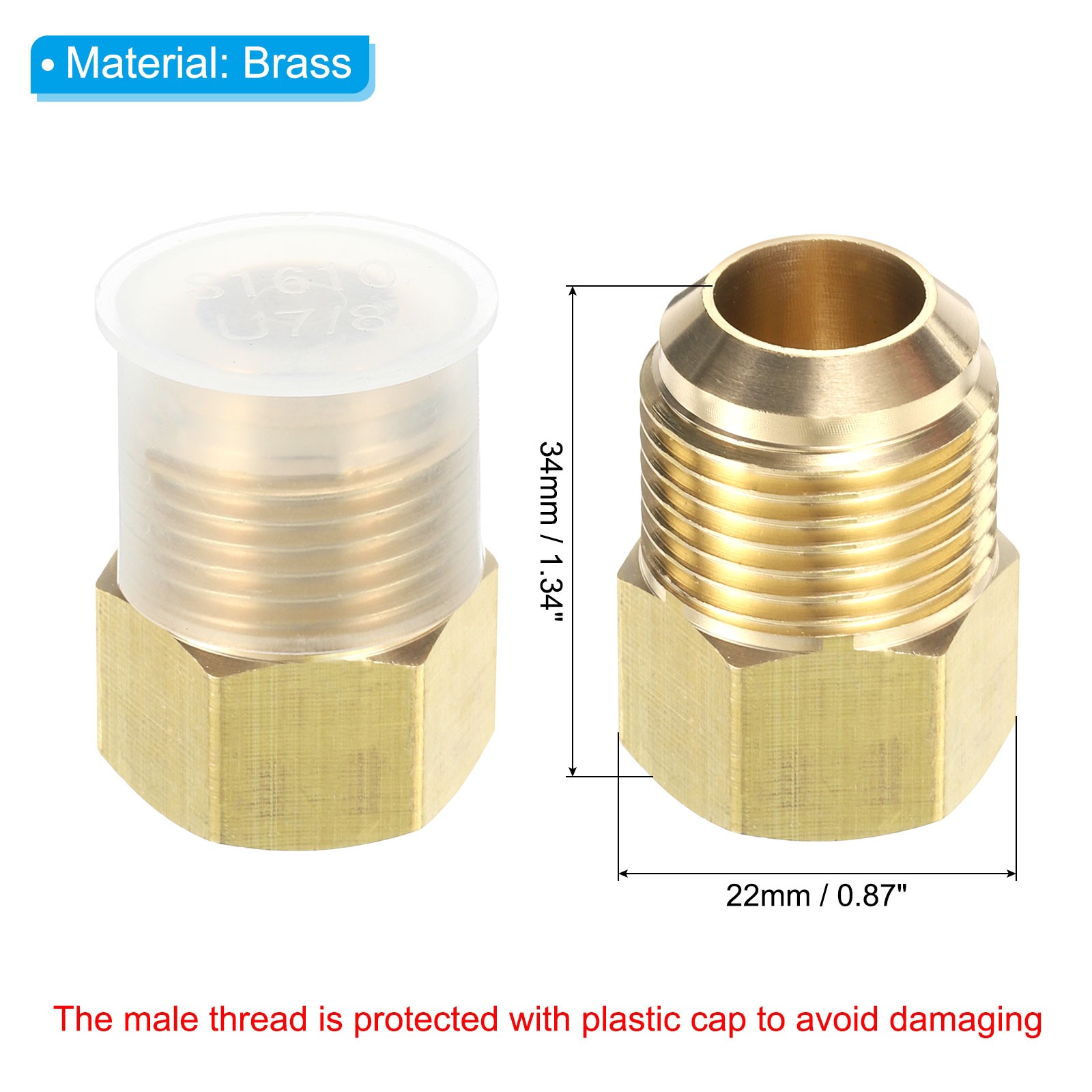 3/8″ Female Flare x 5/8″ Male Flare Connector Adapter Reducing Brass Tone