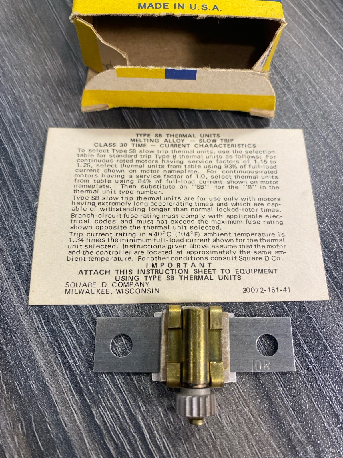 NOS SQUARE D Type SB25 SB25.0 43504 Overload Relay Thermal Unit – USA
