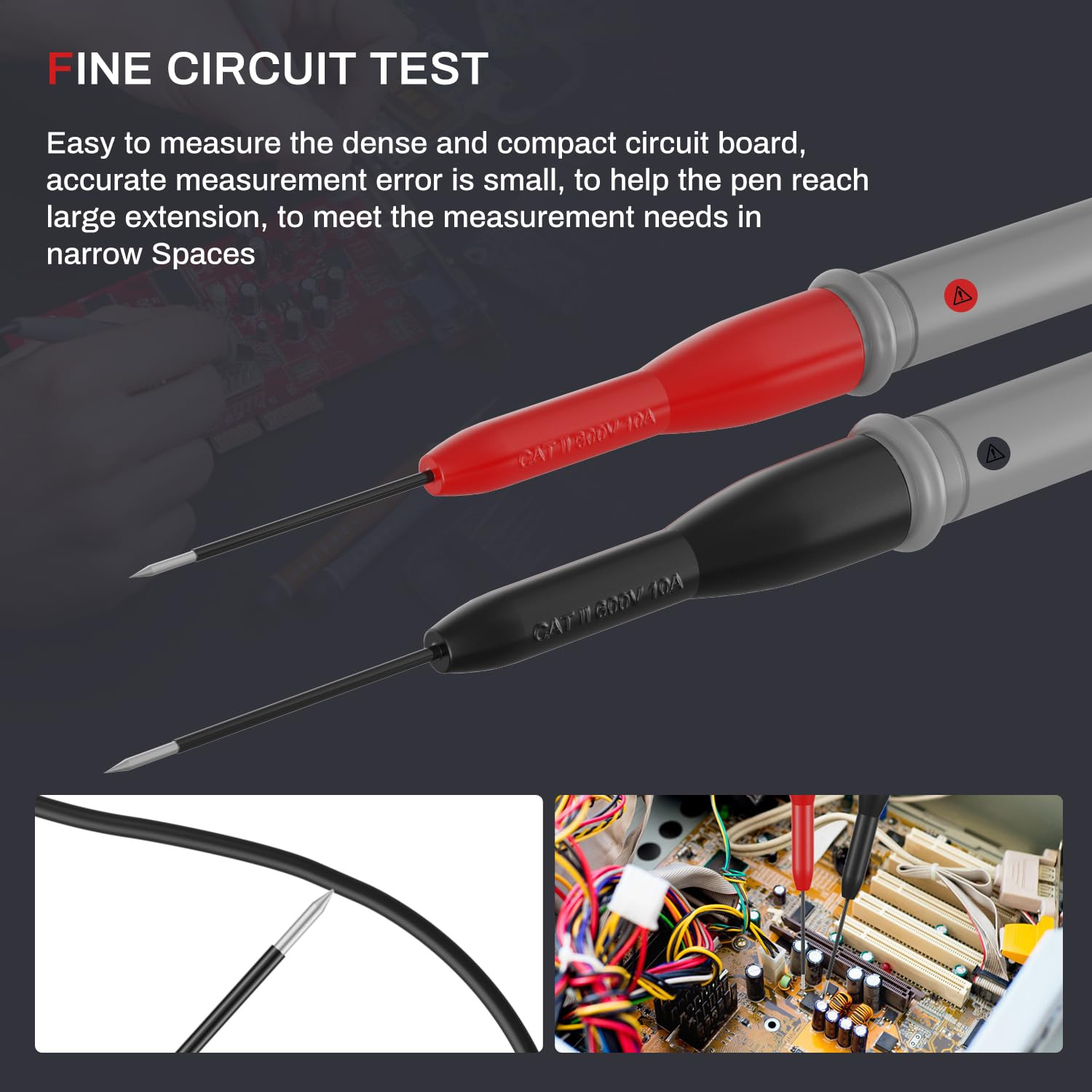 4 Pack 2Mm Extended Needle Test Probes, 600V/10A Non-Destructive Multimeter Test