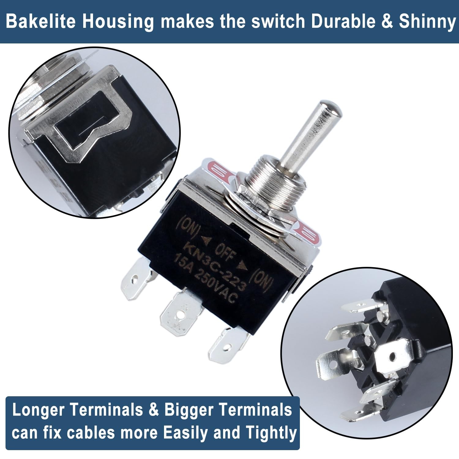 Momentary 6Pin Toggle Switch 30A 12VDC/ 20A 120VAC ON/Off/ON 3 Positions Elec…