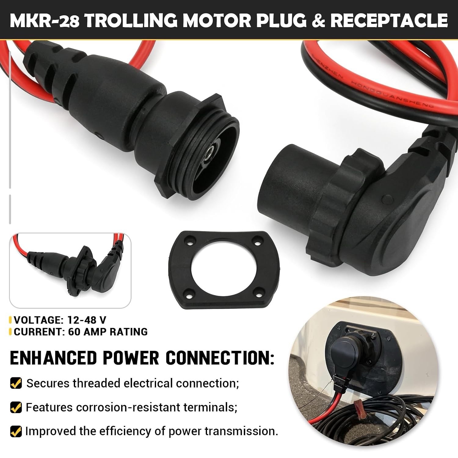 MKR-27 60 AMP Circuit Breaker 1865115 MKR-28 Trolling Motor Plug and Recepta…