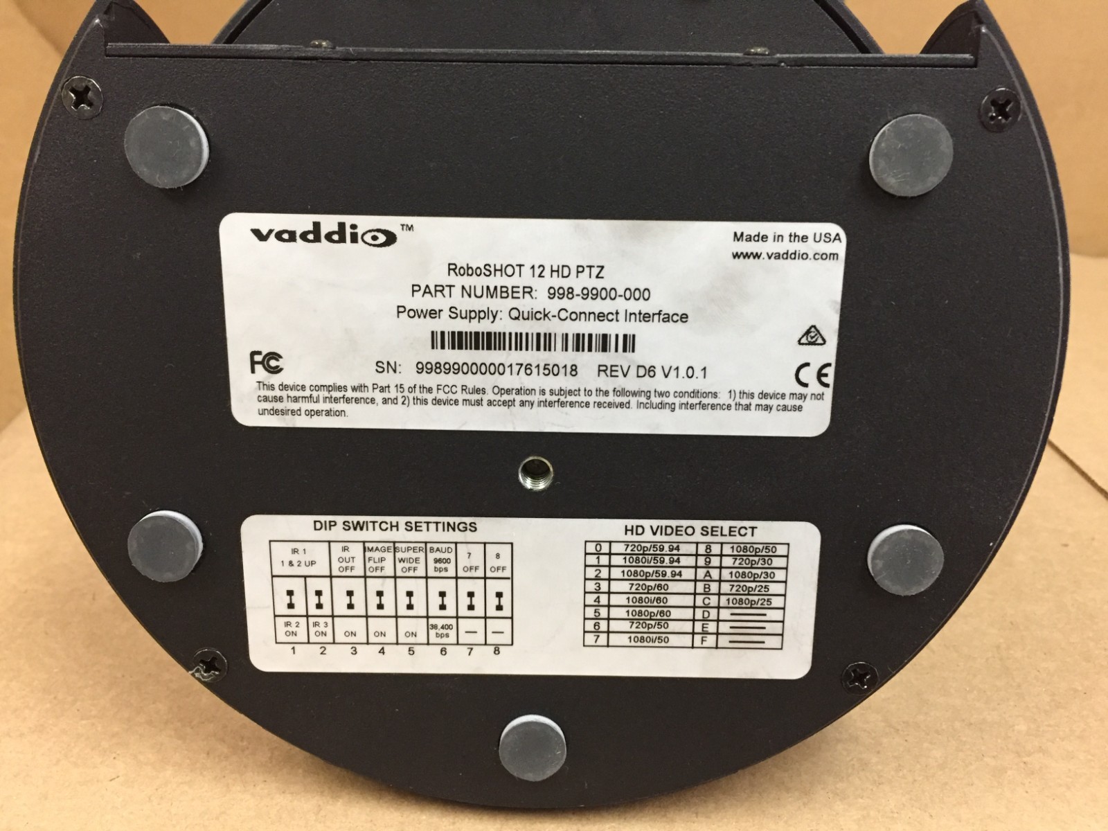 Vaddio RoboSHOT 12 HD PTZ Camera 998-9900-000 Camera Only – Untested AS IS