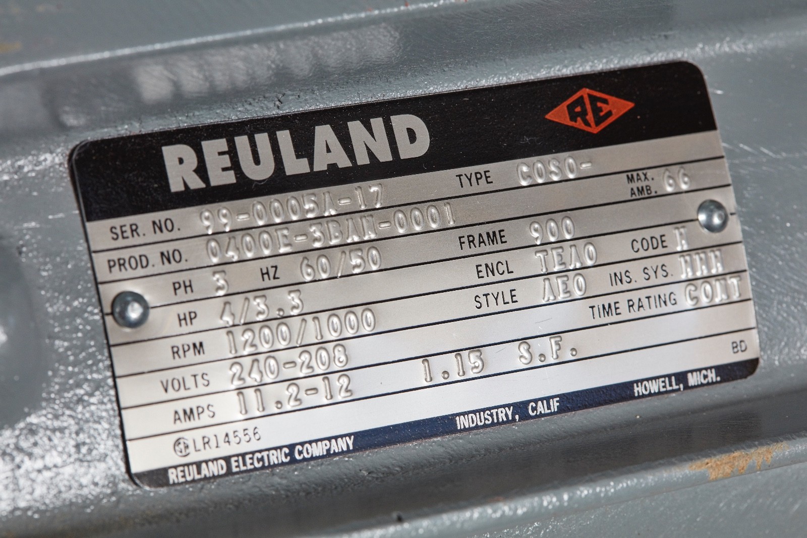 BRAND NEW Reuland Waferthin 4HP 3 Phase 240v 1200 RPM 900 Frame Motors