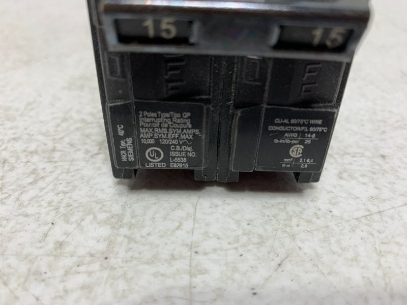 Siemens Q215 Circuit Breaker 15A 120/240V 2-Pole