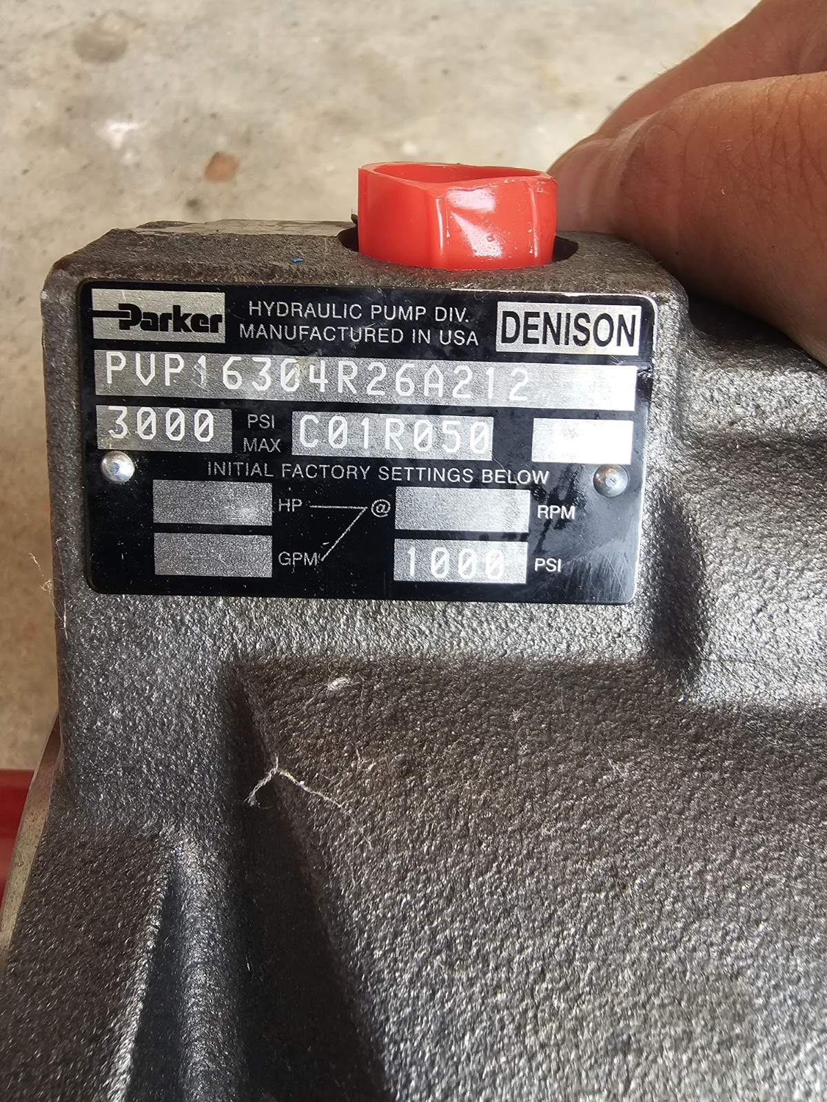 Parker Denison Hydraulic Vane Pump Single Acting 3000 PSI 7 HP 1/2″ MPN
