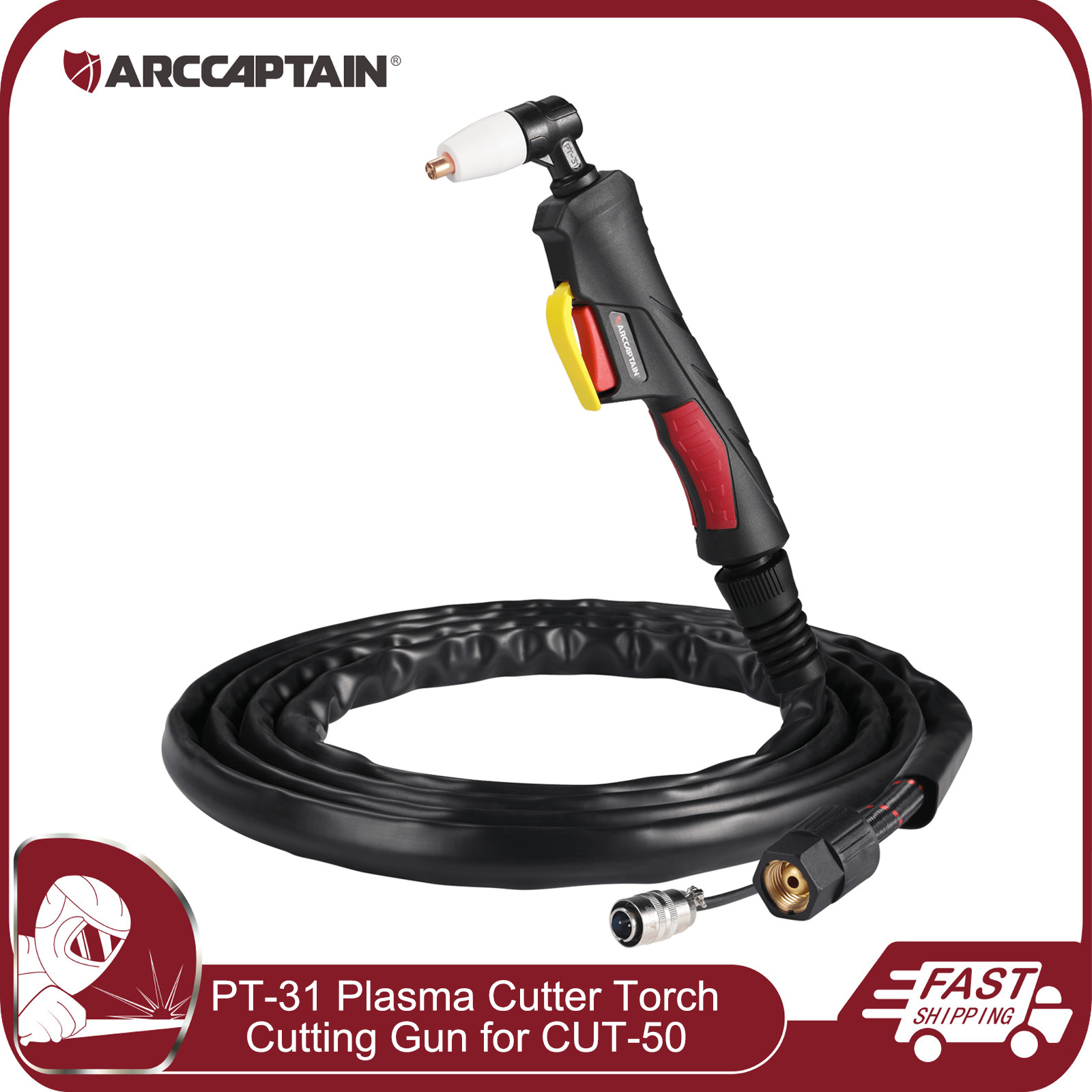 ARCCAPTAIN PT-31 Plasma Cutter Cutting Torch Gun Completed 4M/13ft for CUT 50 US