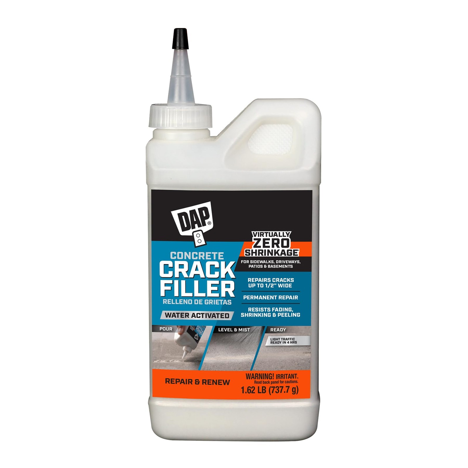 DAP Concrete Crack Filler 16oz Ready to Use Water Activated Repair for Cracks