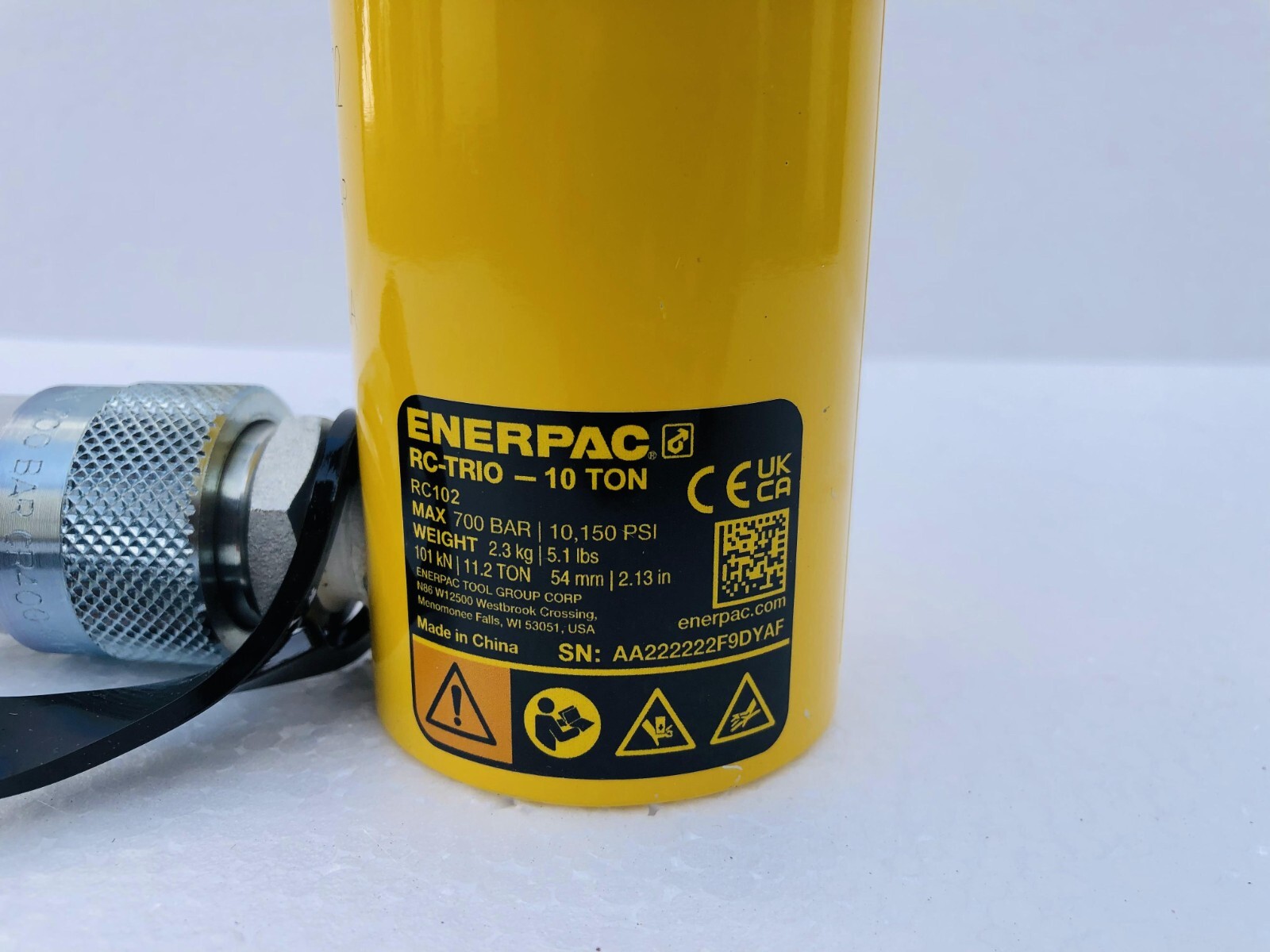 Enerpac RC 102 Trio Hydraulic Cylinder Single Acting 10 Ton Capacity 2″ Stroke