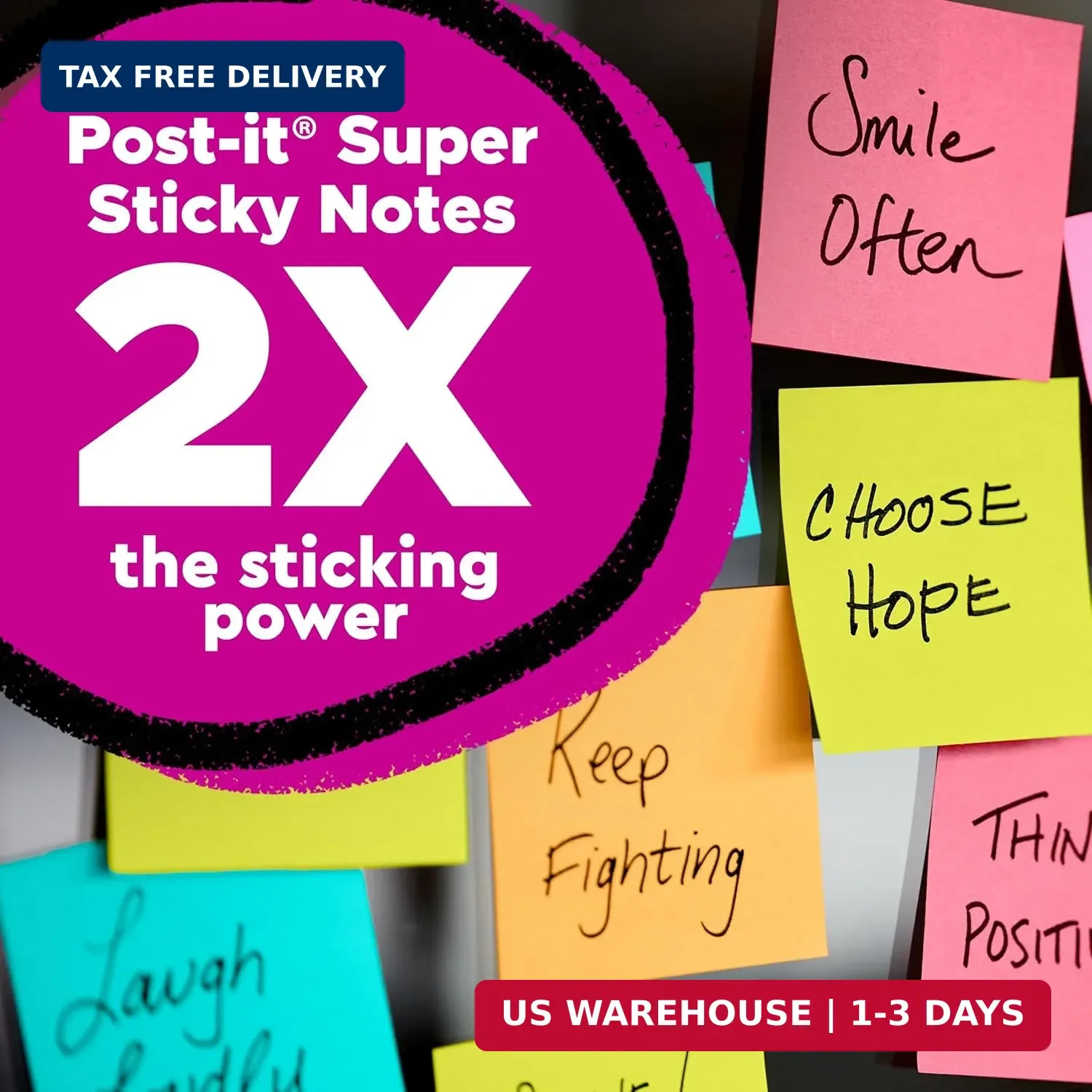Post-it Super Sticky Notes, 15 Sticky Notes Pads, 3 x 3 in., School Supplies and