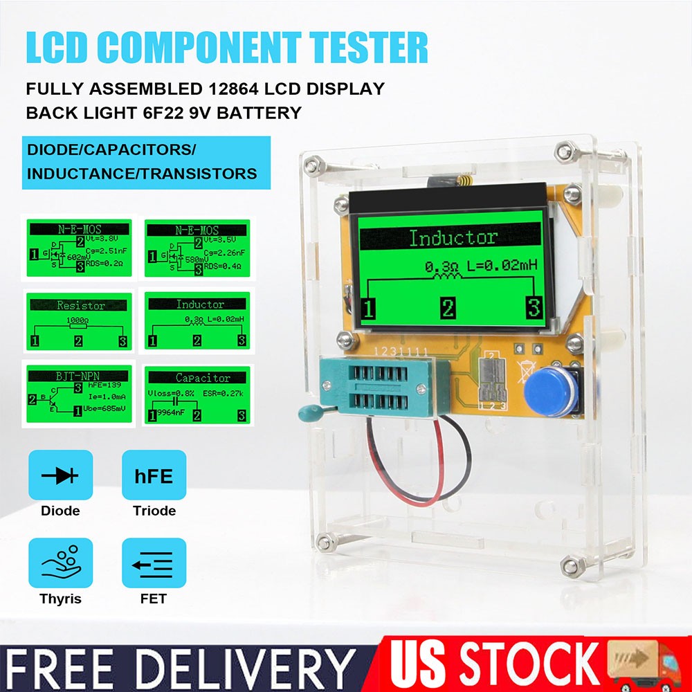 LCR-T4 Component Tester Transistor Diode Capacitor Resistor Inductor LCD Meter