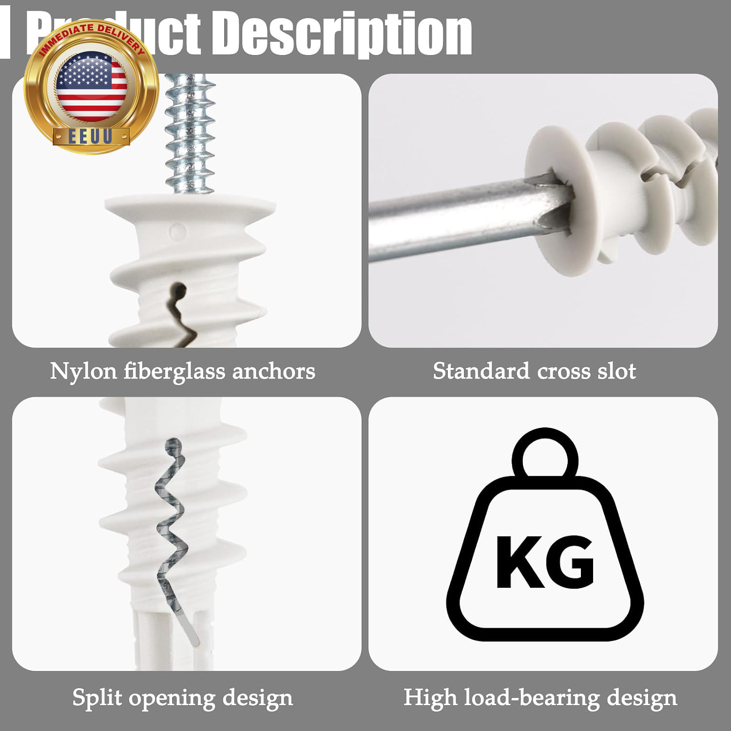 50PCS Nylon Drywall Anchors with Screws Kit, Organized Plastic Pack for Easy Sto