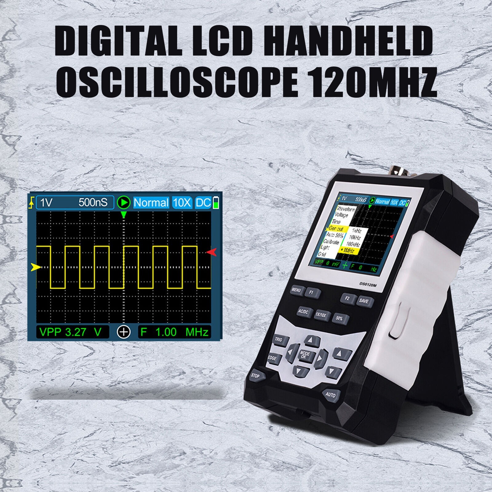 Handheld LCD Digital Oscilloscope 120MHz Bandwidth 500MSa/s Sampling Rate E6C1