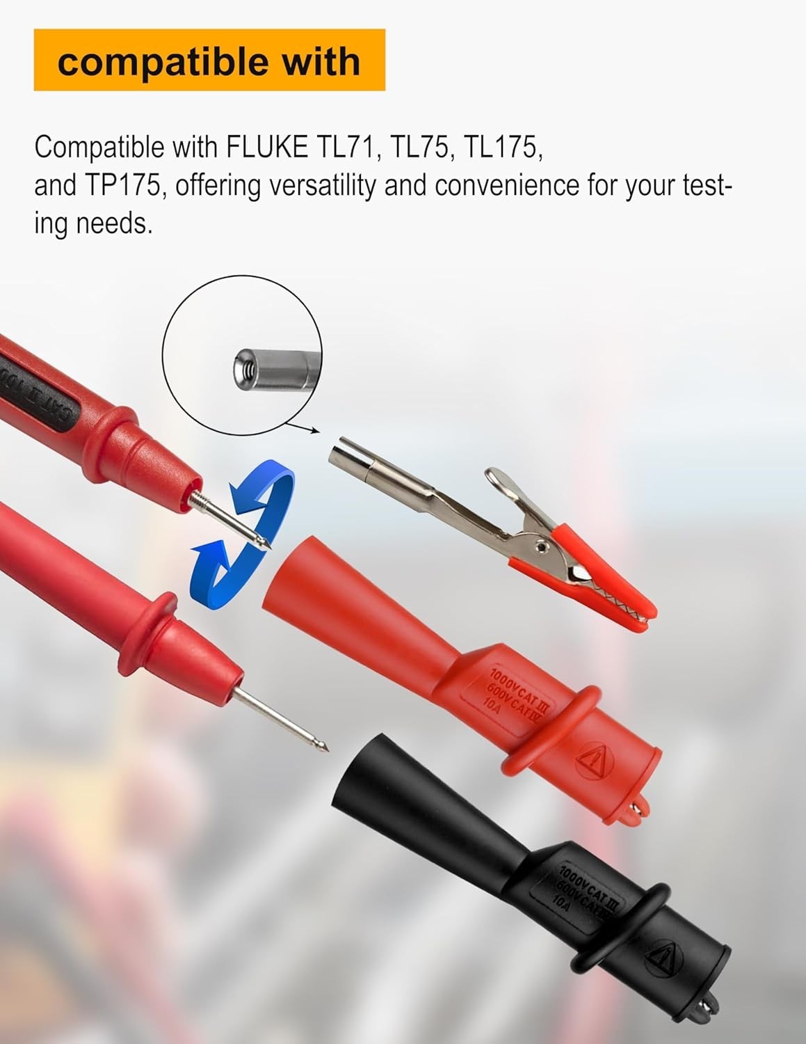 AC175 Slide-On Alligator Clip Set – Compatible with Fluke TL71 TL75 TL175