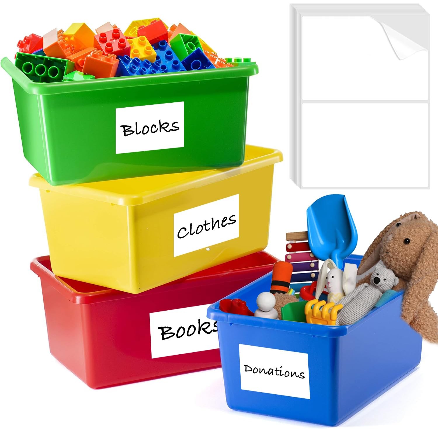 150 Pcs Labels for Storage Bins, 6 X 4 Inch Removable Tear 6″ x 4″, White