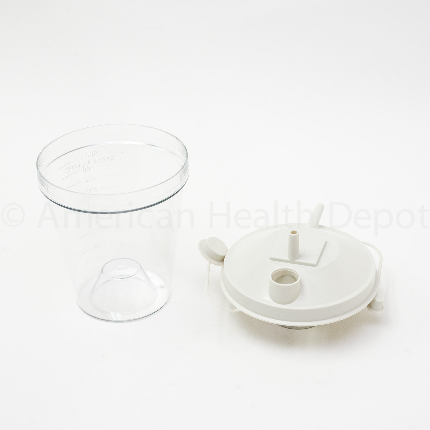 Suction Canister 800mL Turret Lid Float Valve Rigid Plastic Graduated Disposable