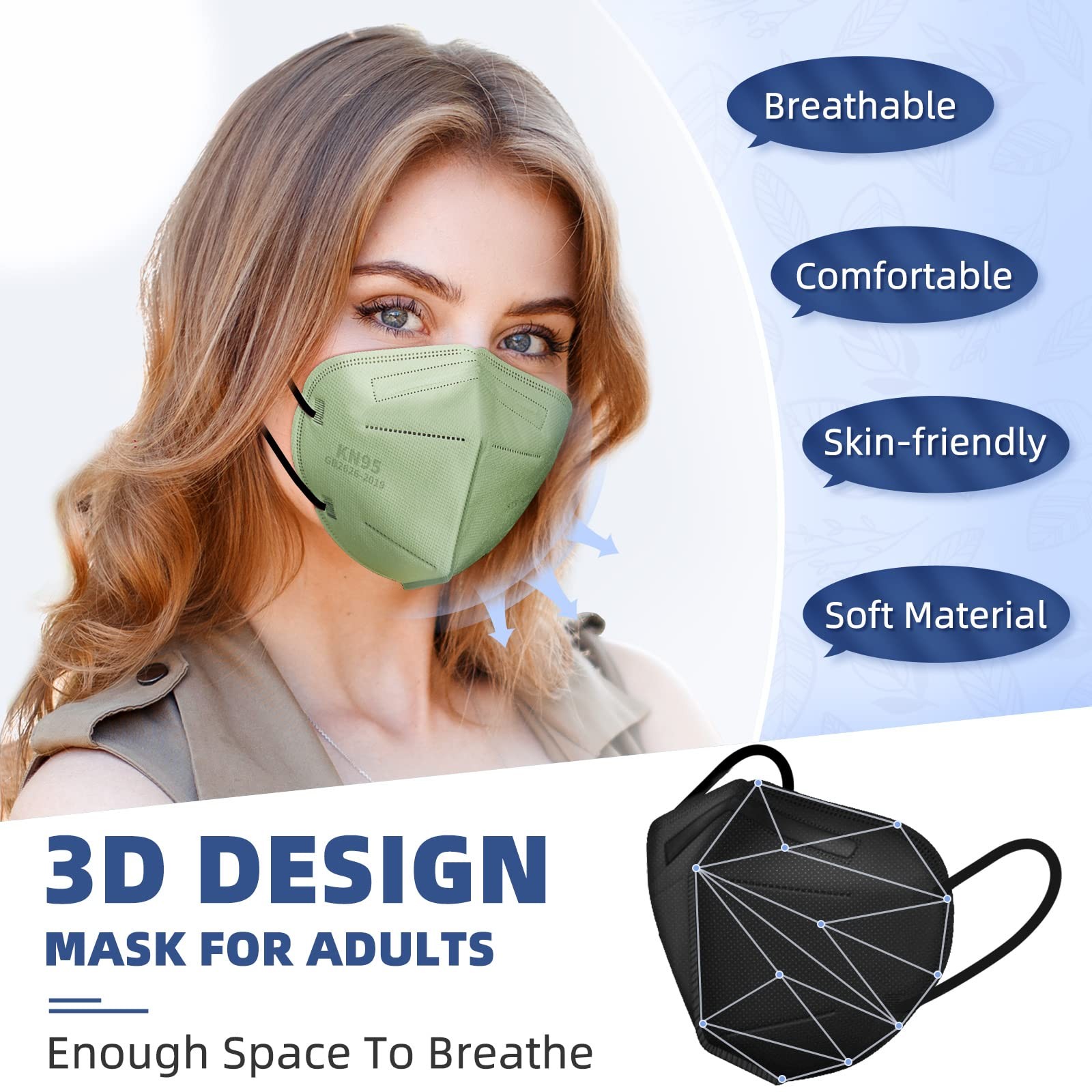 KN95 Face Masks for Adults 50 Pack 10 Colors Disposable KN95 Masks 5 Layer