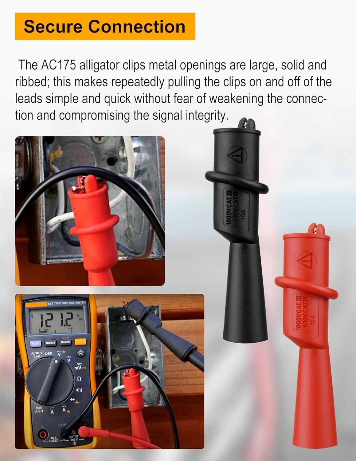 AC175 Slide-On Alligator Clip Set – Compatible with Fluke TL71 TL75 TL175