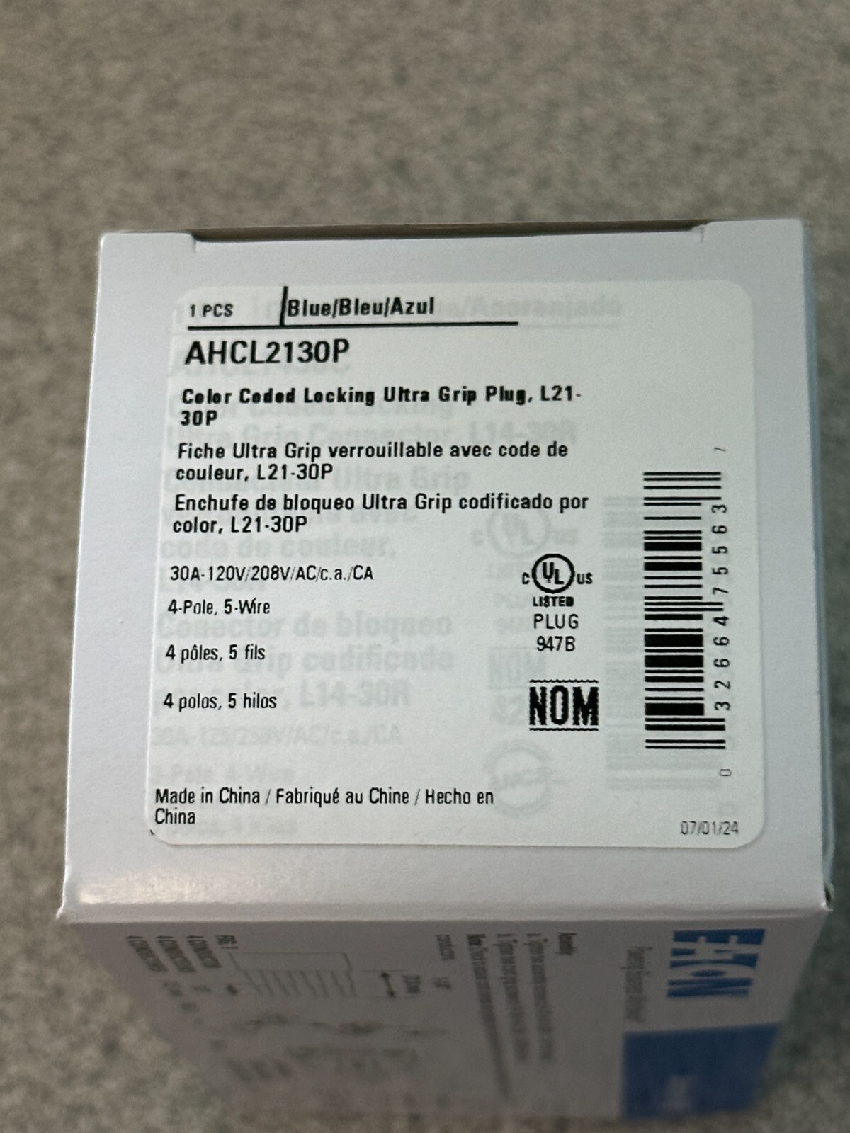 NEW AHCL2130P Eaton Arrow Hart Locking Plug Blue 30A 3ØY 120/208V 4P5W L21-30P