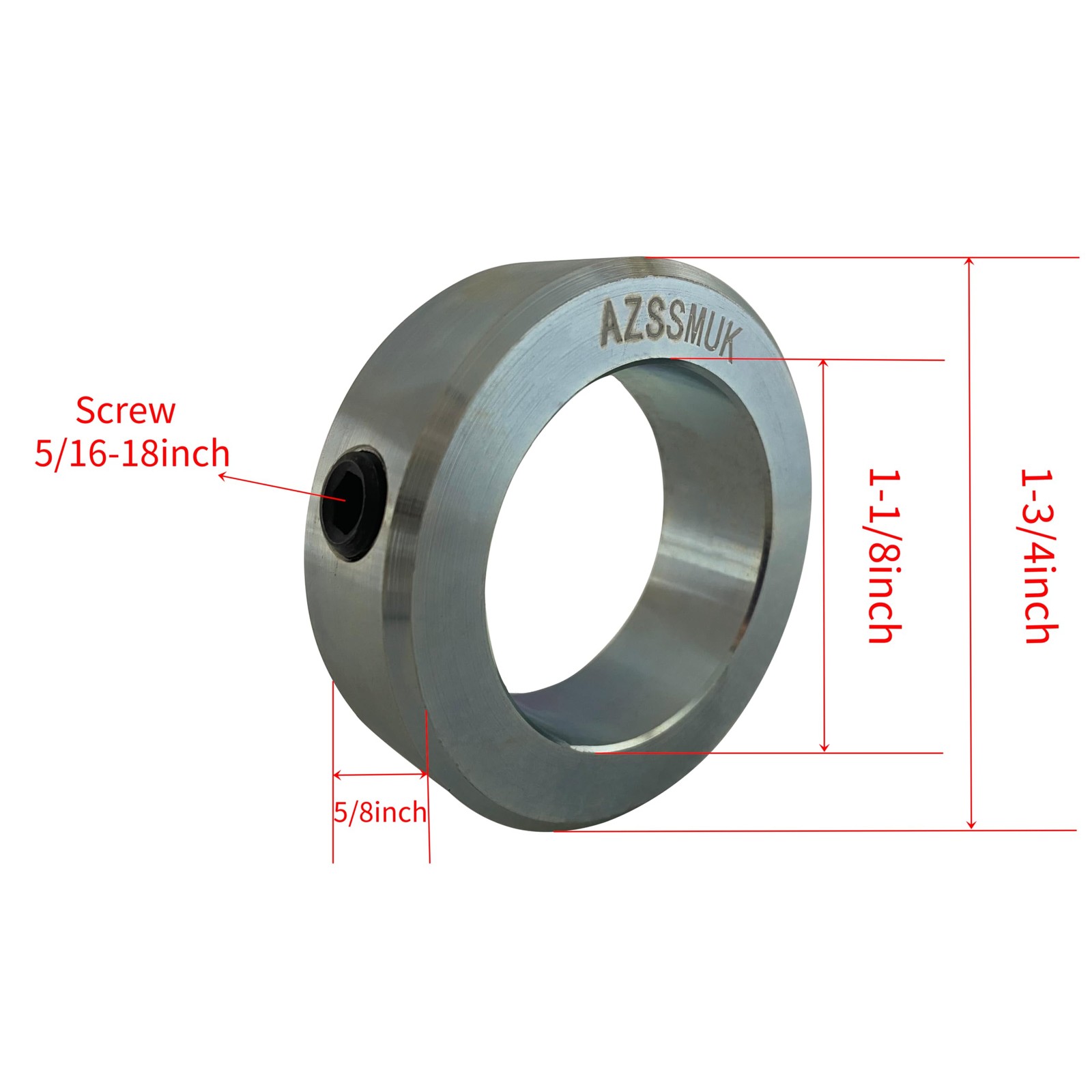 Shaft Collars 1-1/8″ Bore Solid Steel Style Zinc Plated Set Screw 4 Pieces