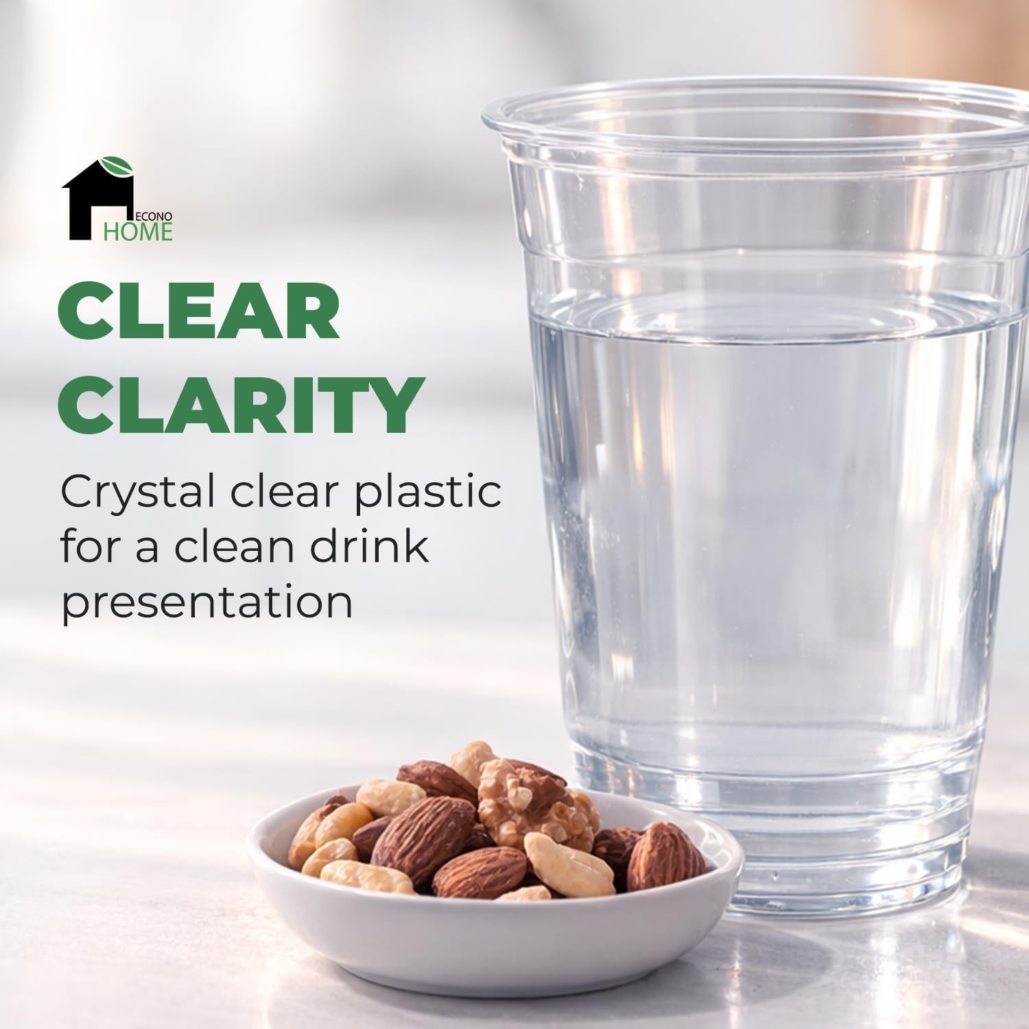 EconoHome Clear PET Plastic Cups – 20oz (Pack of 1000) – Crystal Clear