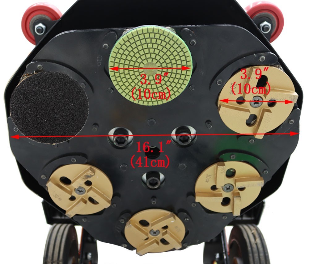 220V 5.4HP Concrete Floor Grinding Polishing Machine 16.14″Grind Wide 6pcs Head