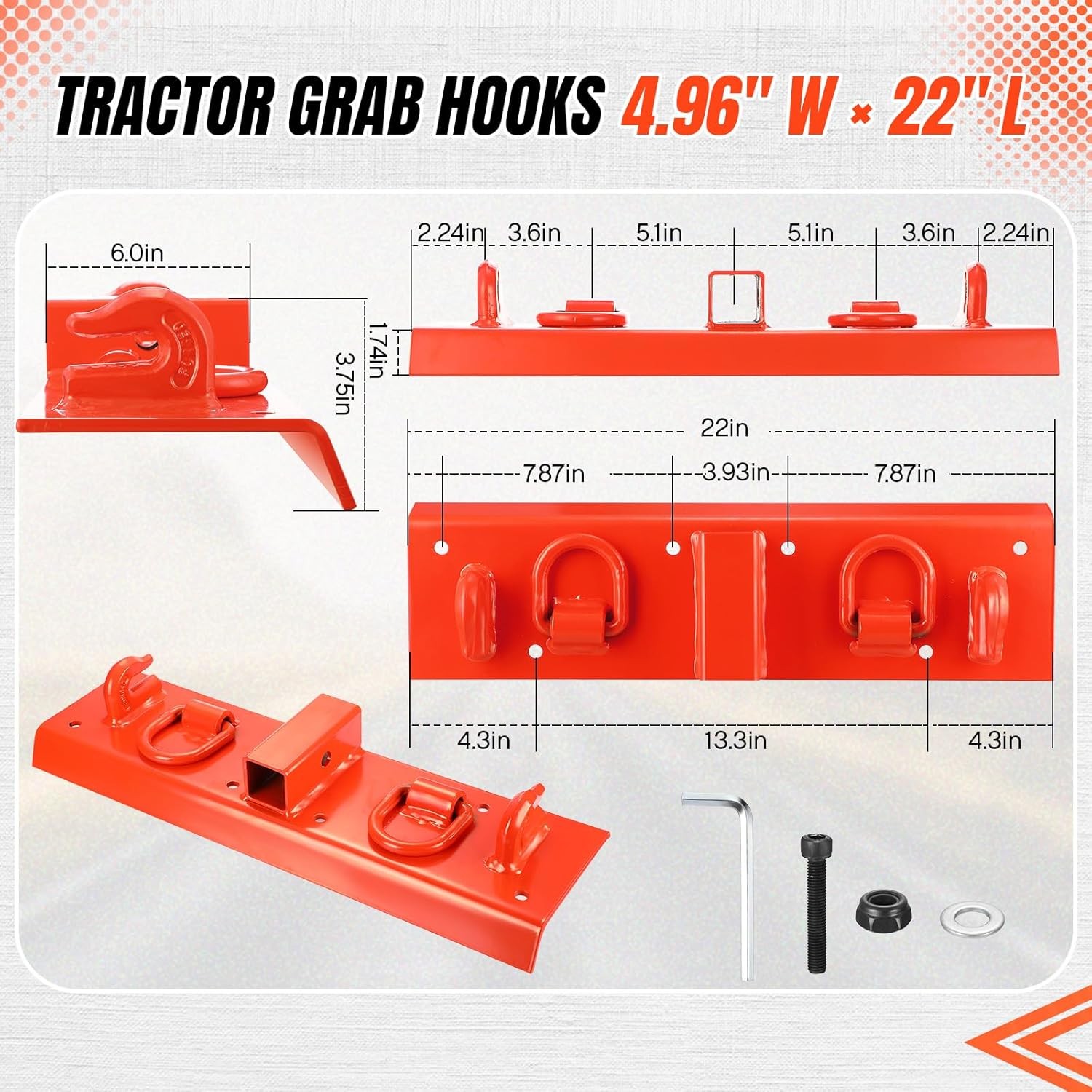 GARVEE Tractor Bucket Grab Hooks Heavy Duty Bolt On Compact Tractor 2″ Receiver