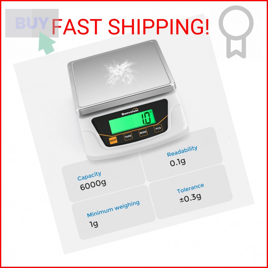 Bonvoisin Digital Scale 0.1 Gram Accuracy Precision Lab Scale 6000g Scientific D
