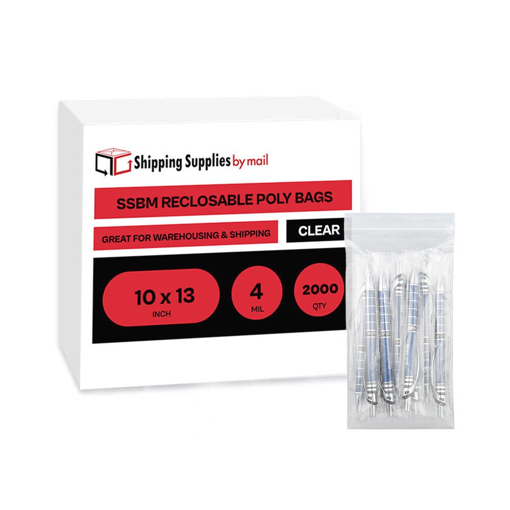 4 Mil Clear Reclosable Poly Bags Zipper Top Seal Bag 10 in x 13 in Pack of 2000