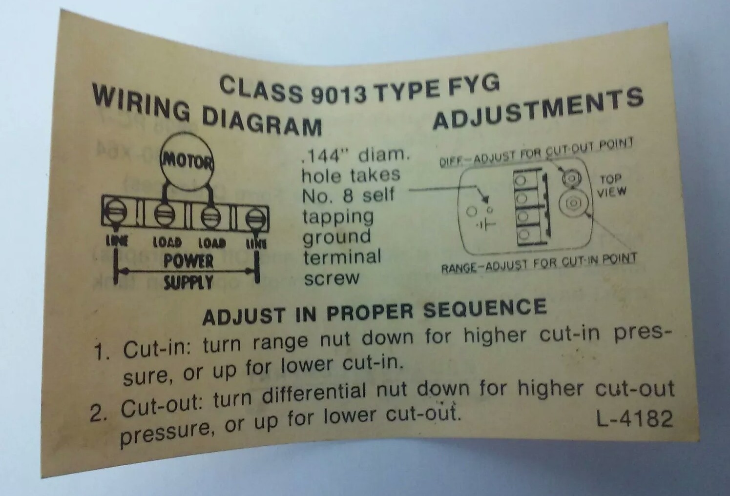 SQUARE D 9013 FYG2 PRESSURE SWITCH, 60-80PSI, 2P, 3PH, 115/230/32V, 3HP
