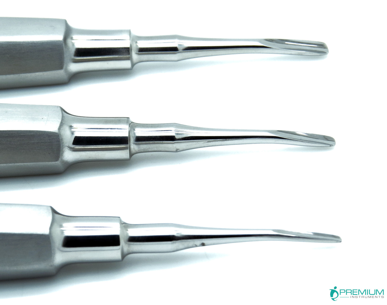 Dental Elevator Curved Tip 2mm, 3mm, 4mm Root Luxating Instruments Set of 3