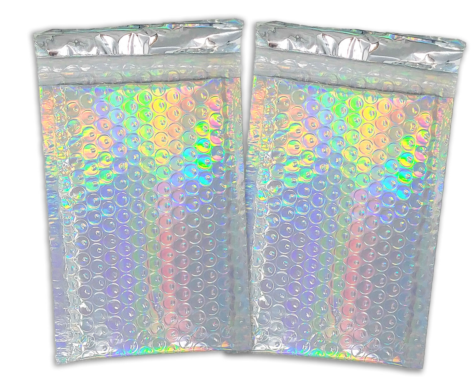 4X8 Holographic, Sunset Peach Bubble Mailers, Metallic Padded Shipping Mailing