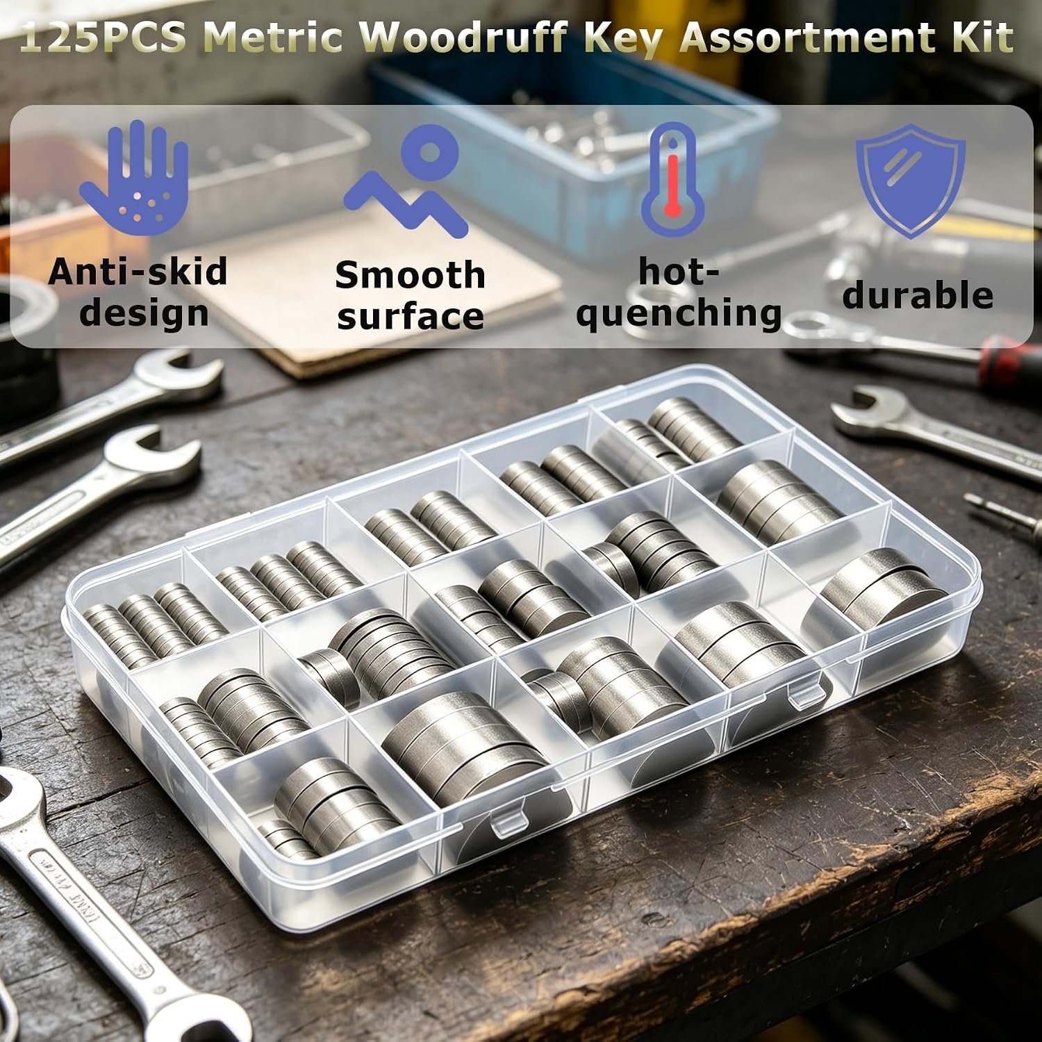 12 Sizes Woodruff Key Set 125PCS for Automotive and Machinery Applications