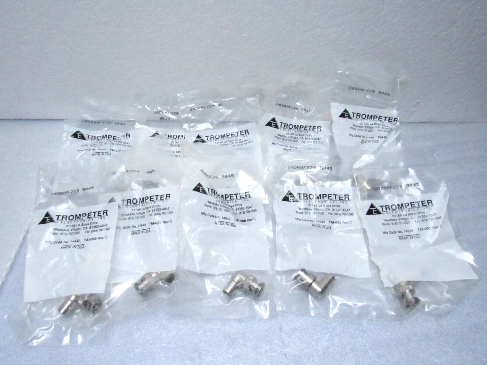 [Lot of 10] Trompeter UADRMF220 Right Angle 90 Degree Male to Female Elbow
