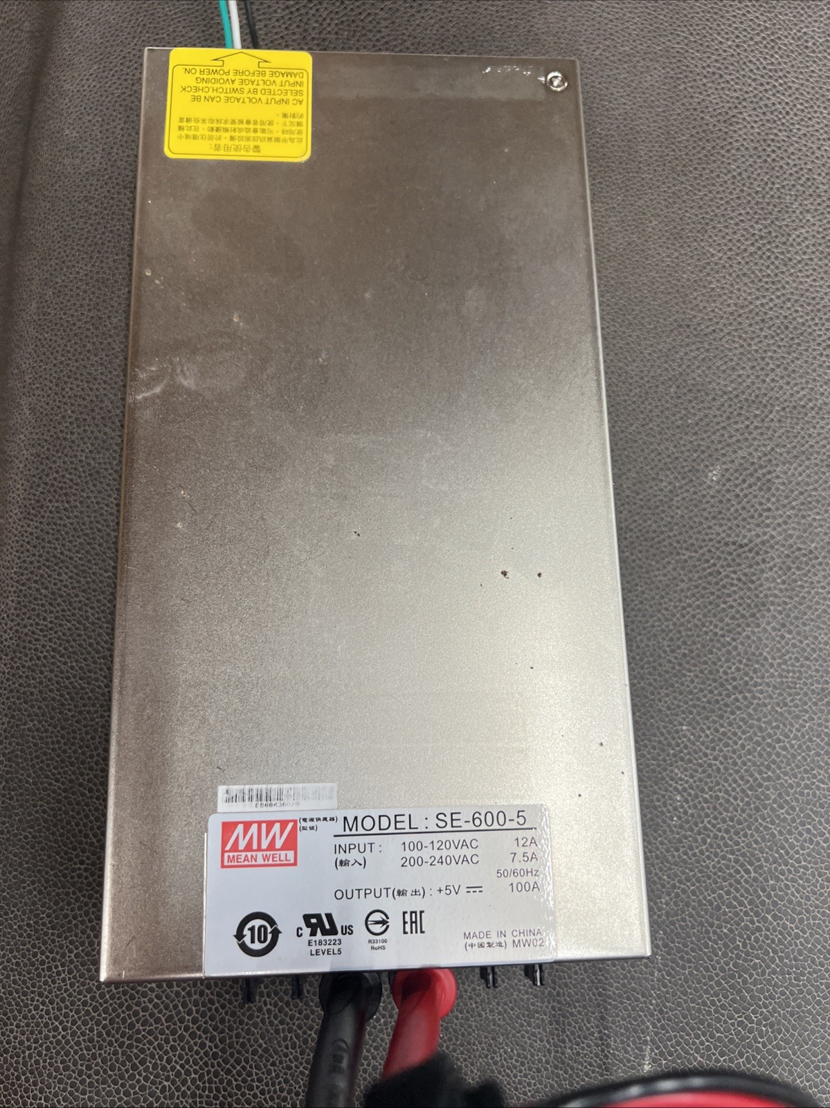 Mean Well SE-600-5 Power Supply 5V DC 100A 500W No Box Tested 100% Good