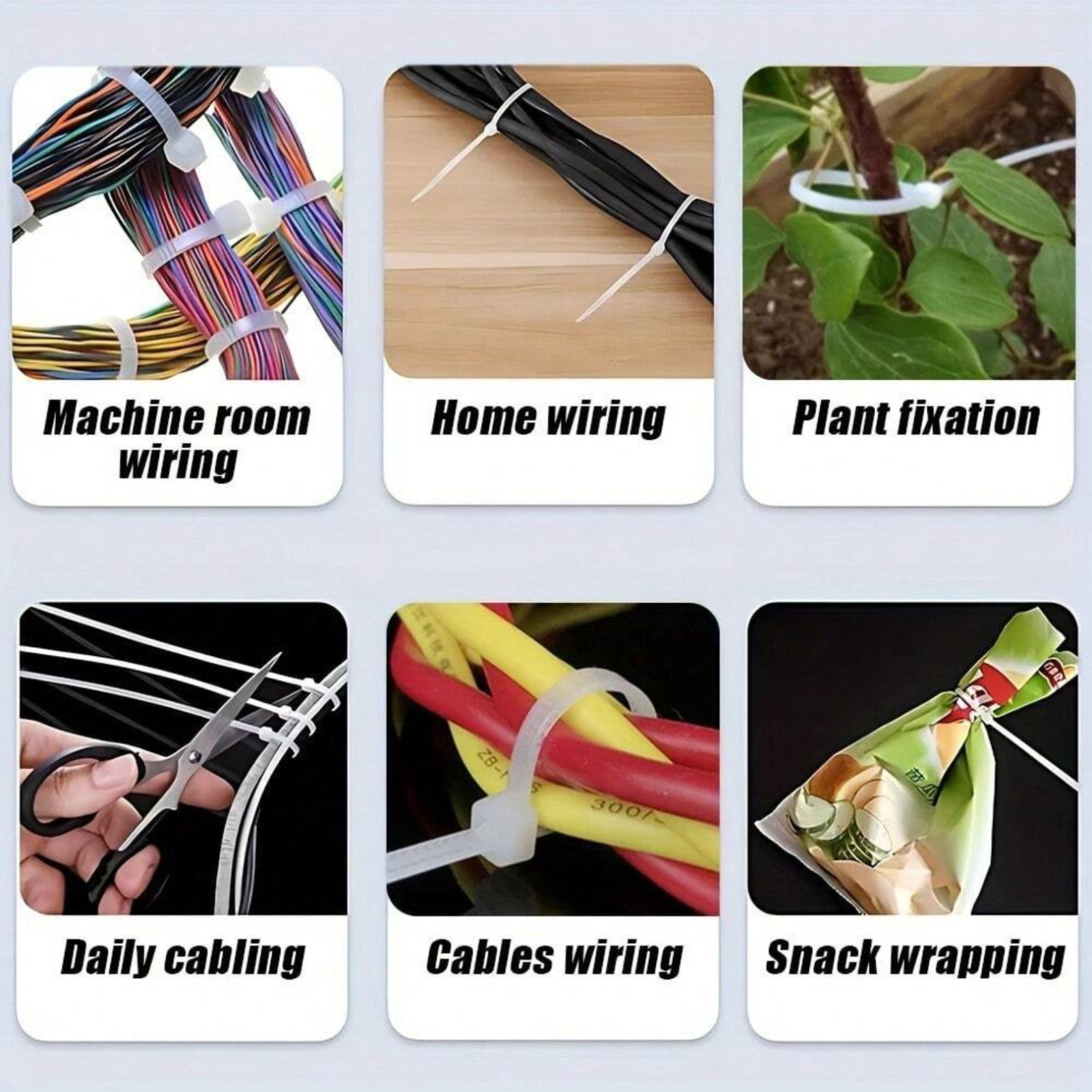 100x Black Cable Ties Zip Tie Buckle Wraps Tidy Natural Strong Nylon Strap Thick