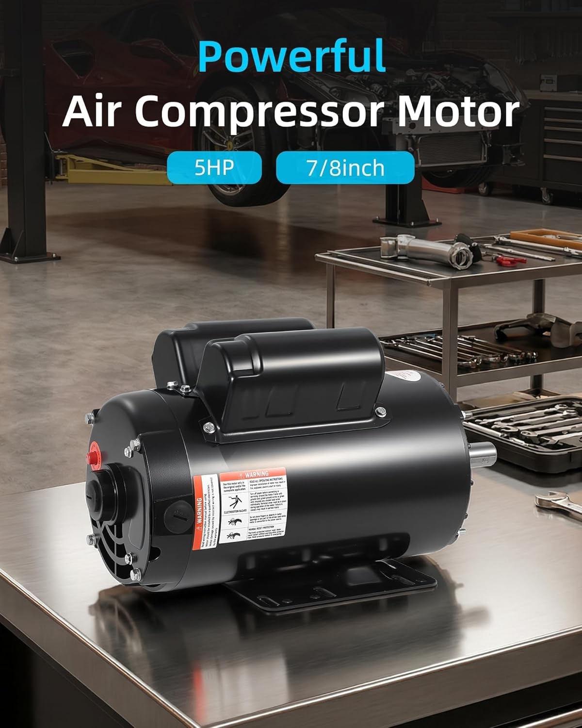 5HP SPL Air Compressor Electric Motor 230V 17.6Amps 3450 RPM 7/8» Keyed Shaft