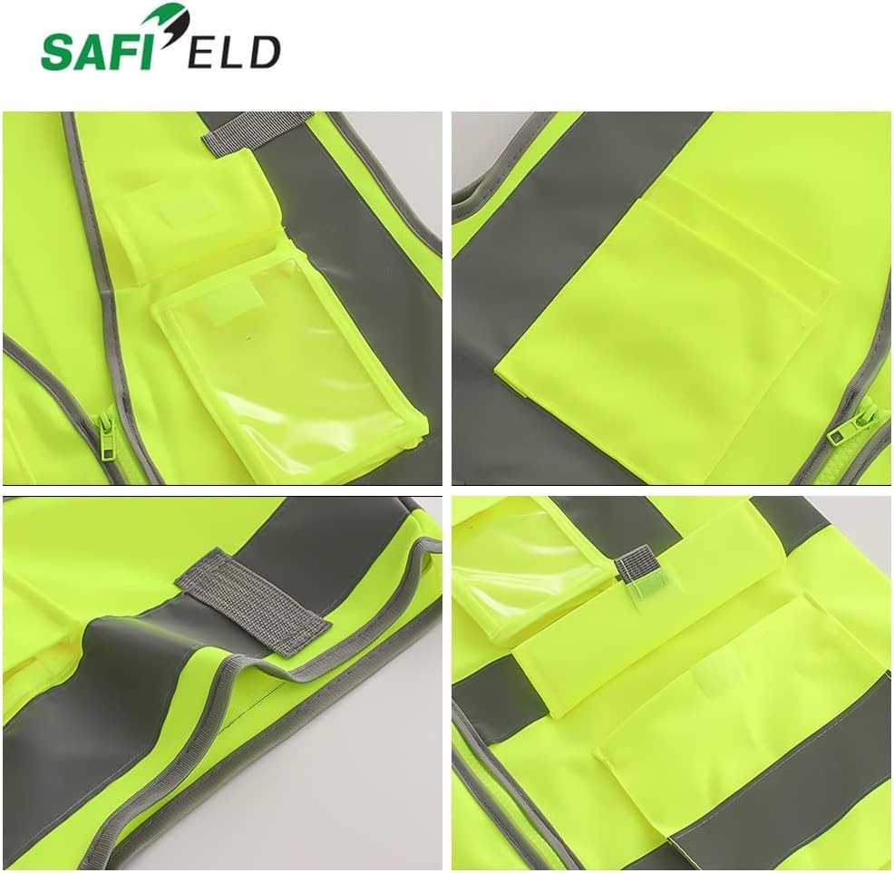High Visibility Safety Vests 6-Pack with Free Drawstring Bag – Unisex, Durable