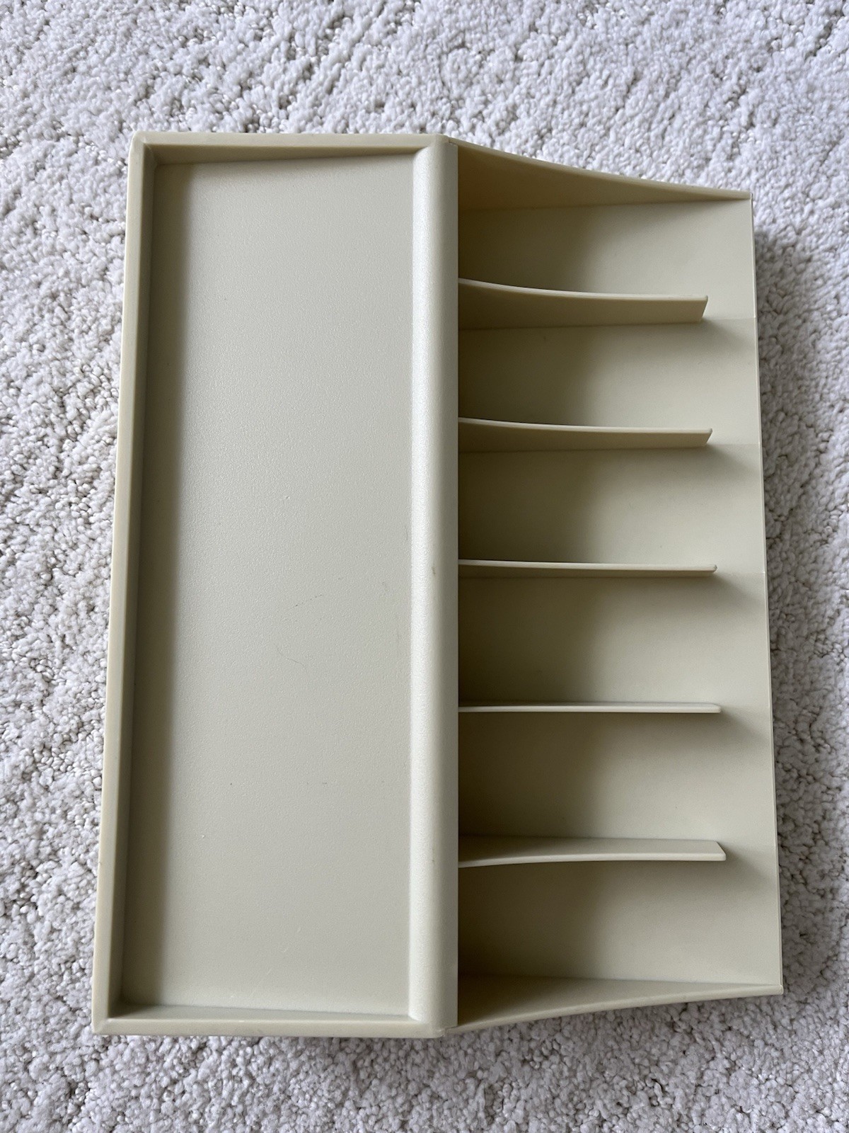 Vintage Beige Plastic Currency Strap Organizer Bank Teller Bill Band Rack 6 Slot