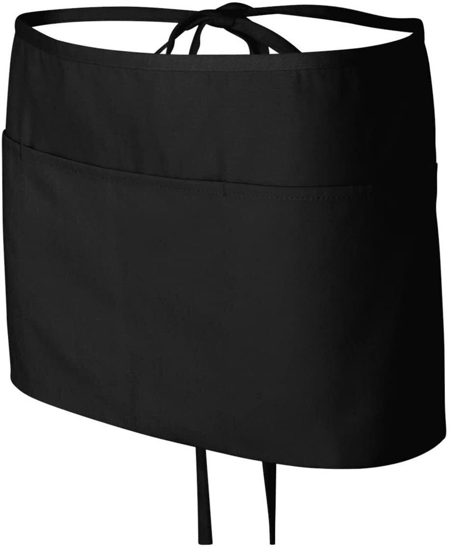 Aprons Waist Aprons with 3 Pockets Black /12 Pack Waitress Hotel Home